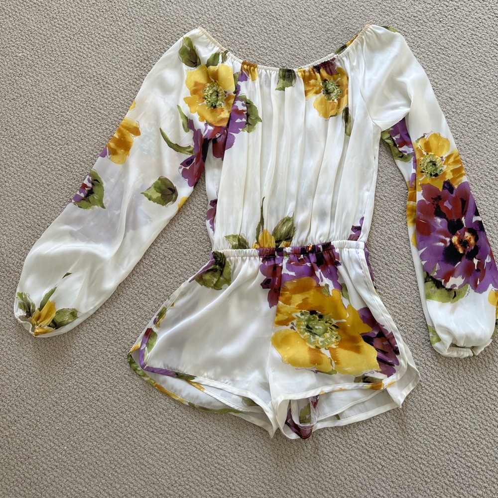 Show me your mumu silk floral romper